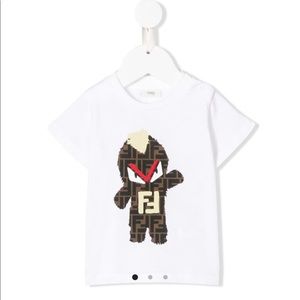 FENDI MONSTER PRINT COTTON JERSEY T-SHIRT
